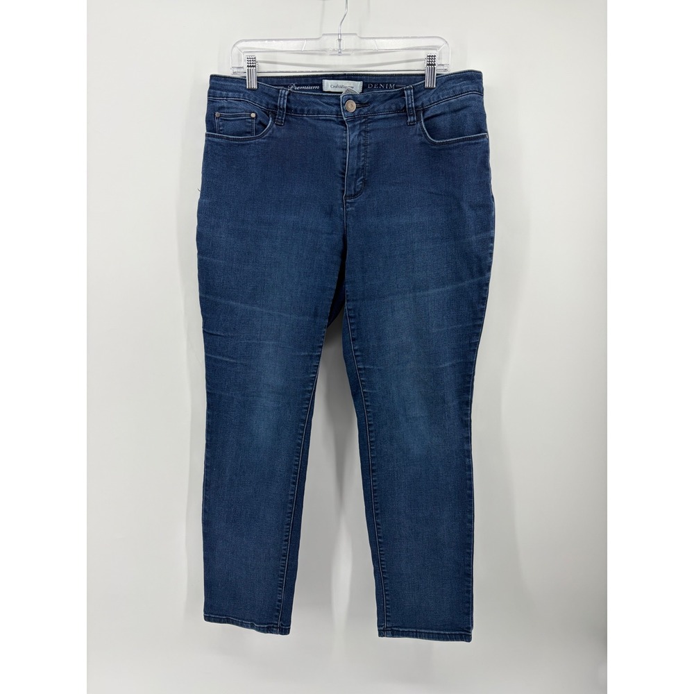 Croft & Barrow Womens 14S Blue Straight Jeans Premium Denim Stretch Short